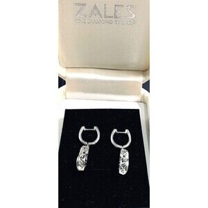 Zales 925 Sterling Silver Drop Earrings CZ Marquise Dangle Rhinestone Y2K